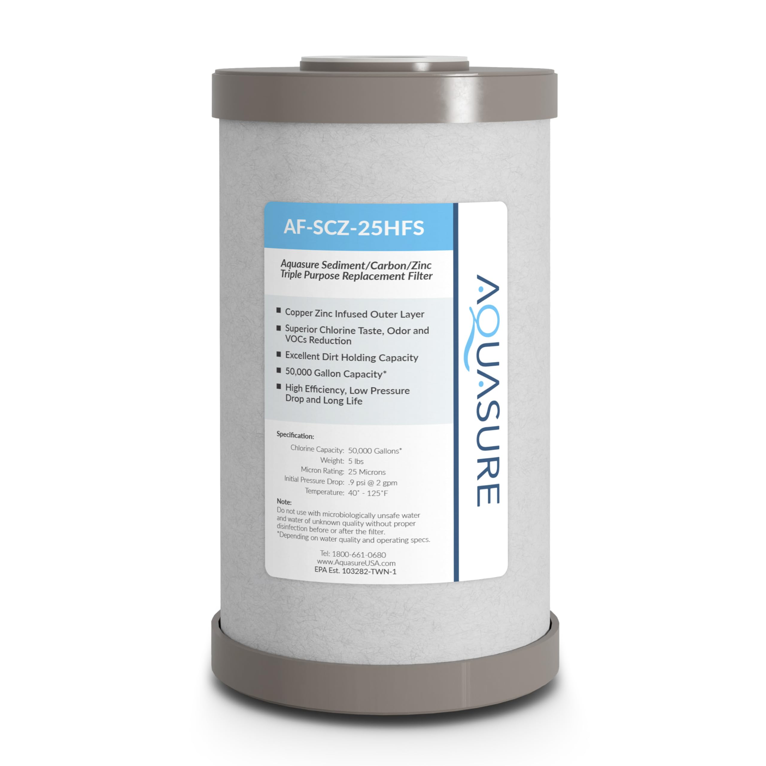 Aquasure Fortitude V2 Series Triple Purpose Sediment/Carbon/Zinc Replacement Fil