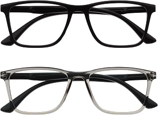 OPULIZE NYX Blue Light Blocking Reading Glasses - Rectangular Frame - UV Anti-Glare Eyewear - Improve Sleep Computer Gaming - Reduce Headaches Eyestrain Protection - Rectangular Frame - Mens Womens