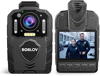 BOBLOV KJ25 1296P Body Camera, 10-13H Battery Night Vision Body Cam | 3000mAh battery, built-in light and card-not-included style for hiking, delivery, law enforcement and pet walking