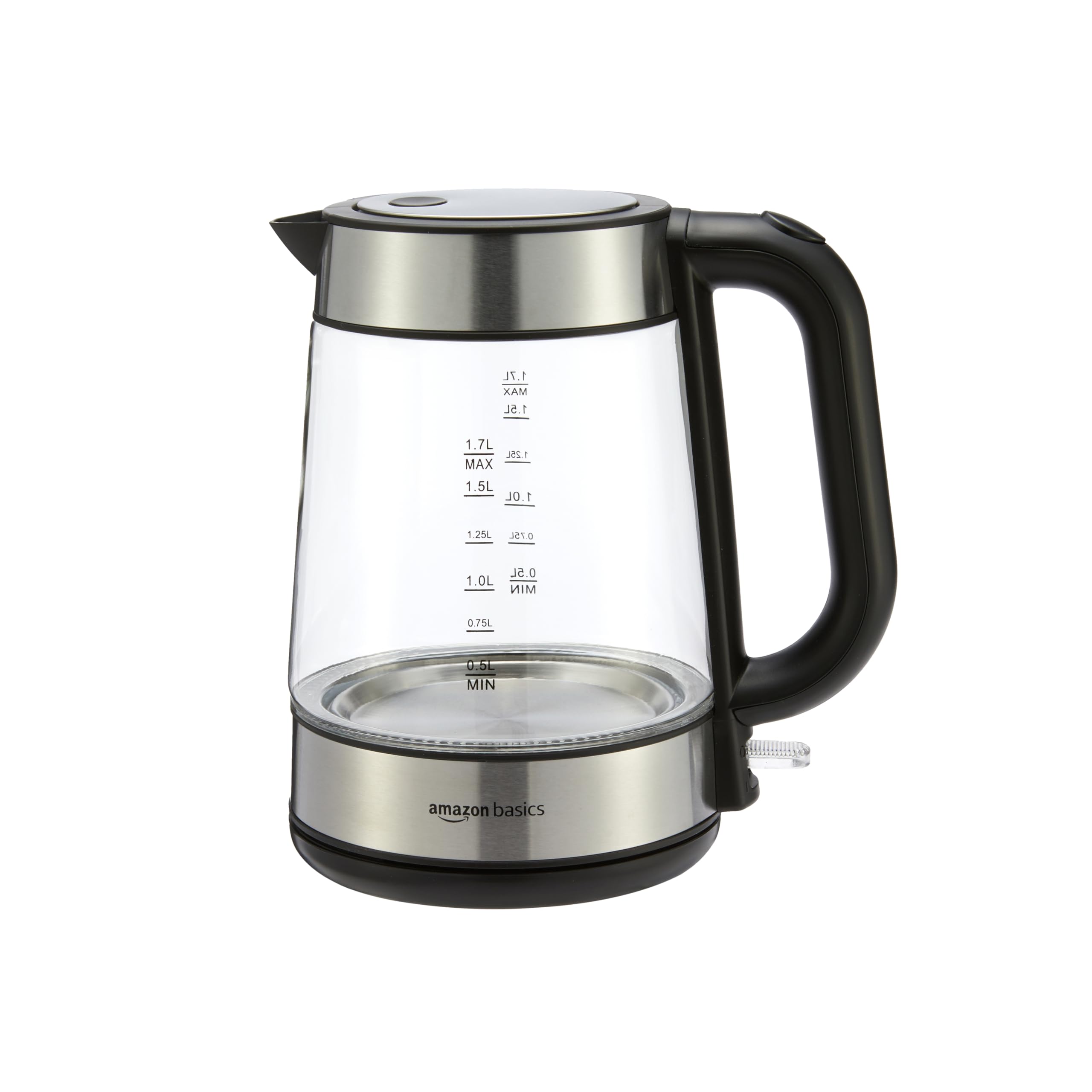 Amazon Basics Electric Kettle with Glass Carafe for Tea and Coffee, BPA-Free, Fa