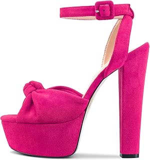 Castamere Women's High Chunky Wide Platform Heel Open Toe Strap Ankle Knot Bow Sandals