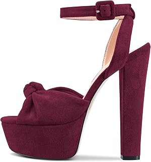 Castamere Women's High Chunky Wide Platform Heel Open Toe Strap Ankle Knot Bow Sandals