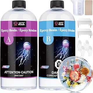 LET'S RESIN Crystal Clear & Bubble Free Epoxy Resin Kit 64oz (1.89L) | UV Resistant & High Gloss Epoxy Resin for Art,Coasters, Jewelry, Casting, Molding, Crafting