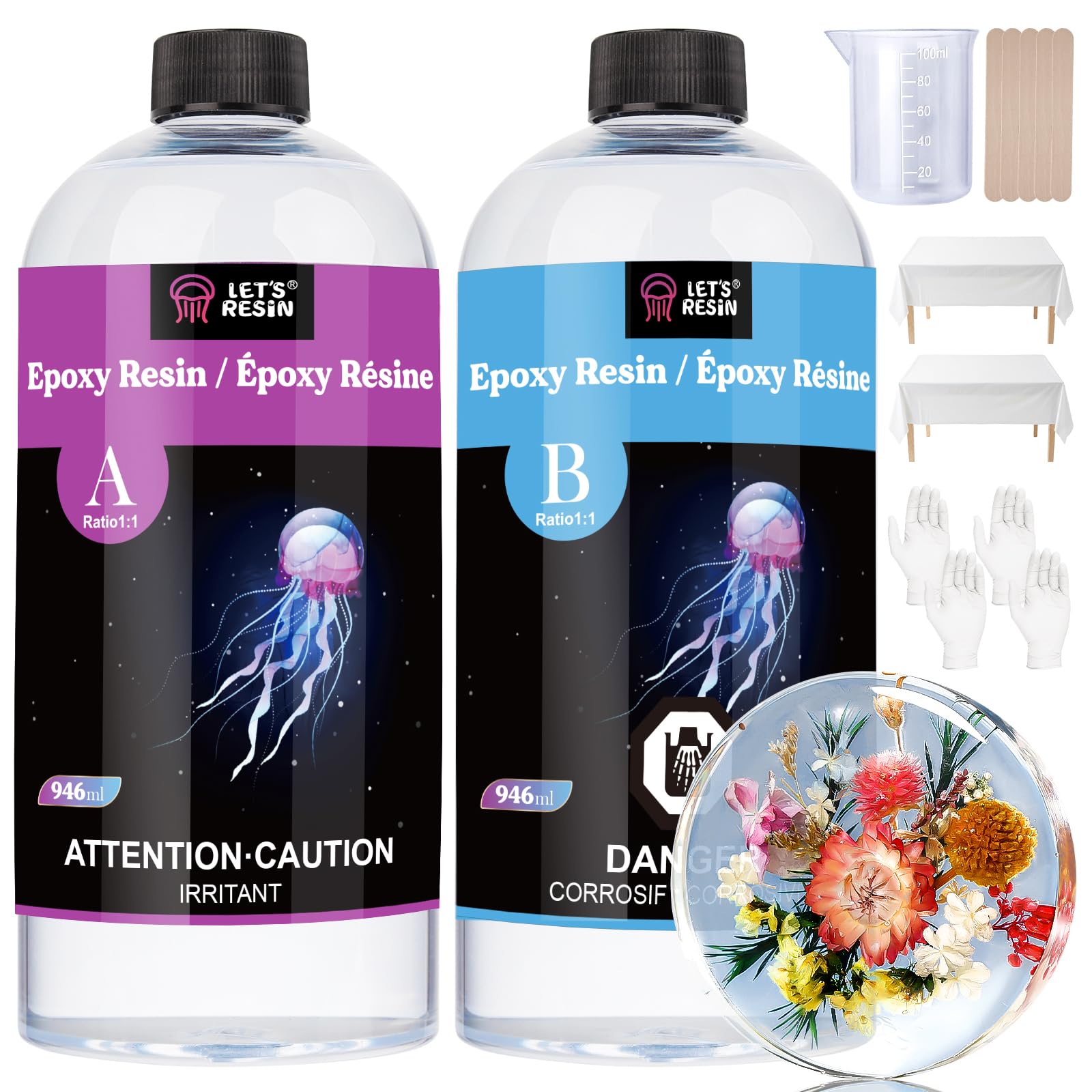 LET'S RESIN Crystal Clear & Bubble Free Epoxy Resin Kit 64oz (1.89L) | UV Resist