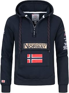 Geographical Norway Men's Hoodie, Sweatshirt with Half Zip and fanny pack, Long Sleeve Hoodie, Casual production by BANS Leisure