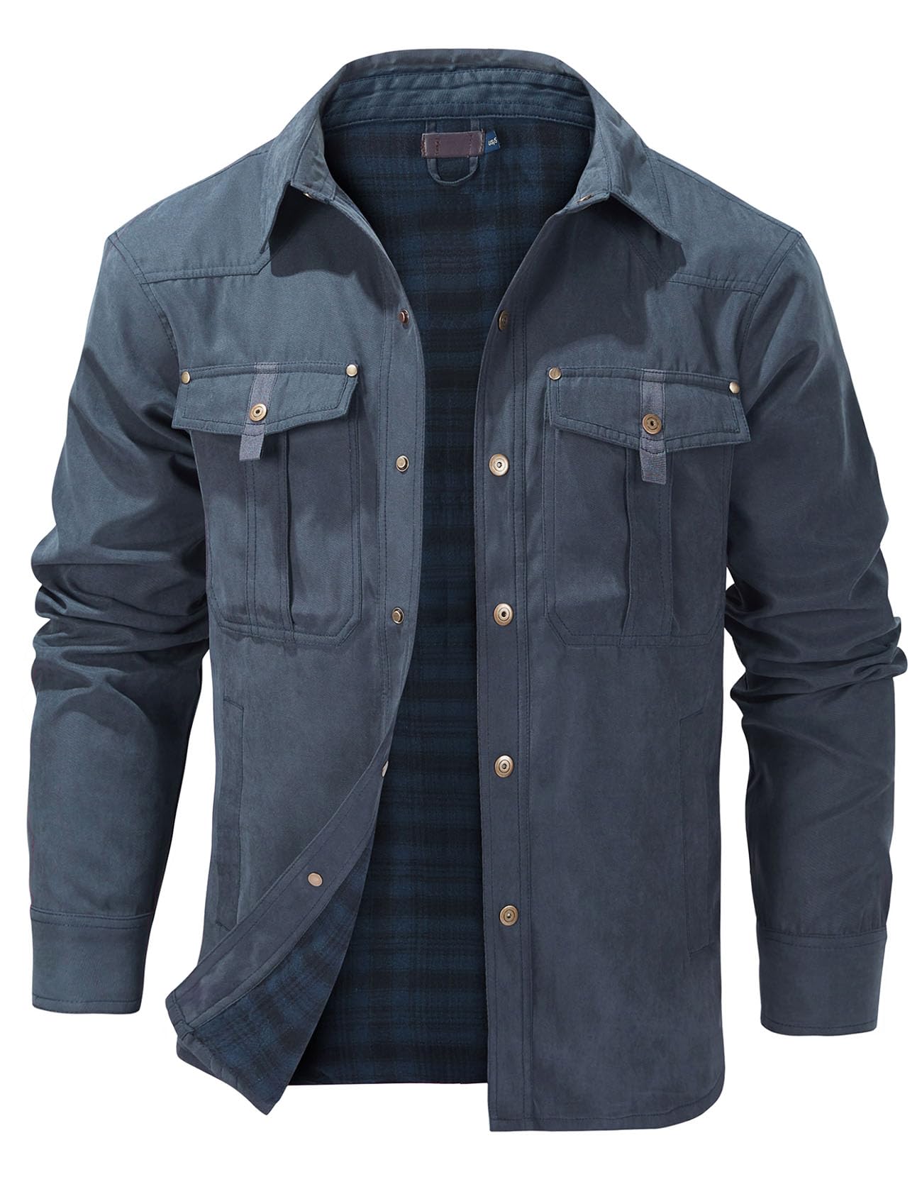 Flygo Men's Mens Vintage Flannel Lined Shirt Jacket Mens Vintage Flannel Lined S