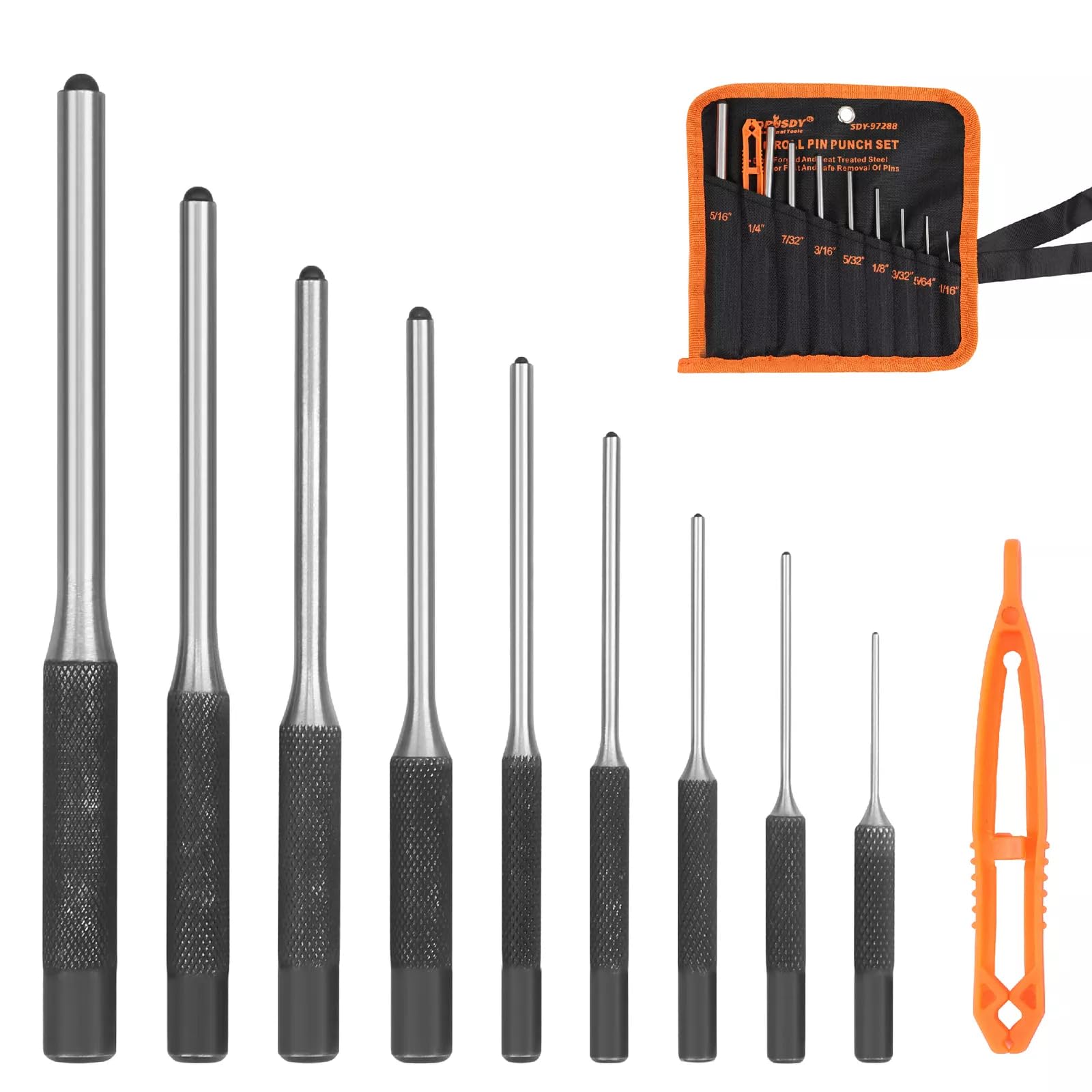 HORUSDY 9 Pieces Roll Pin Punch Set, Removing Repair Tool with Holder for Automo