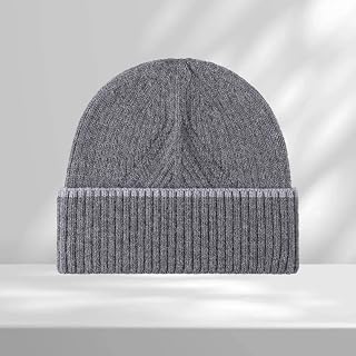 Color Block Knitted Beanie Hat with Contrast Stripe for Fashion and Casual Outfits, dark grey, One size