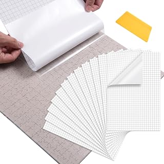 Puzzle Glue Sheets 12PCS 38x26cm for 3x1000pc Puzzles | Strong Self-adhesive, No Liquid, No Dry, Scraper Included, Easy to Use Wall Display