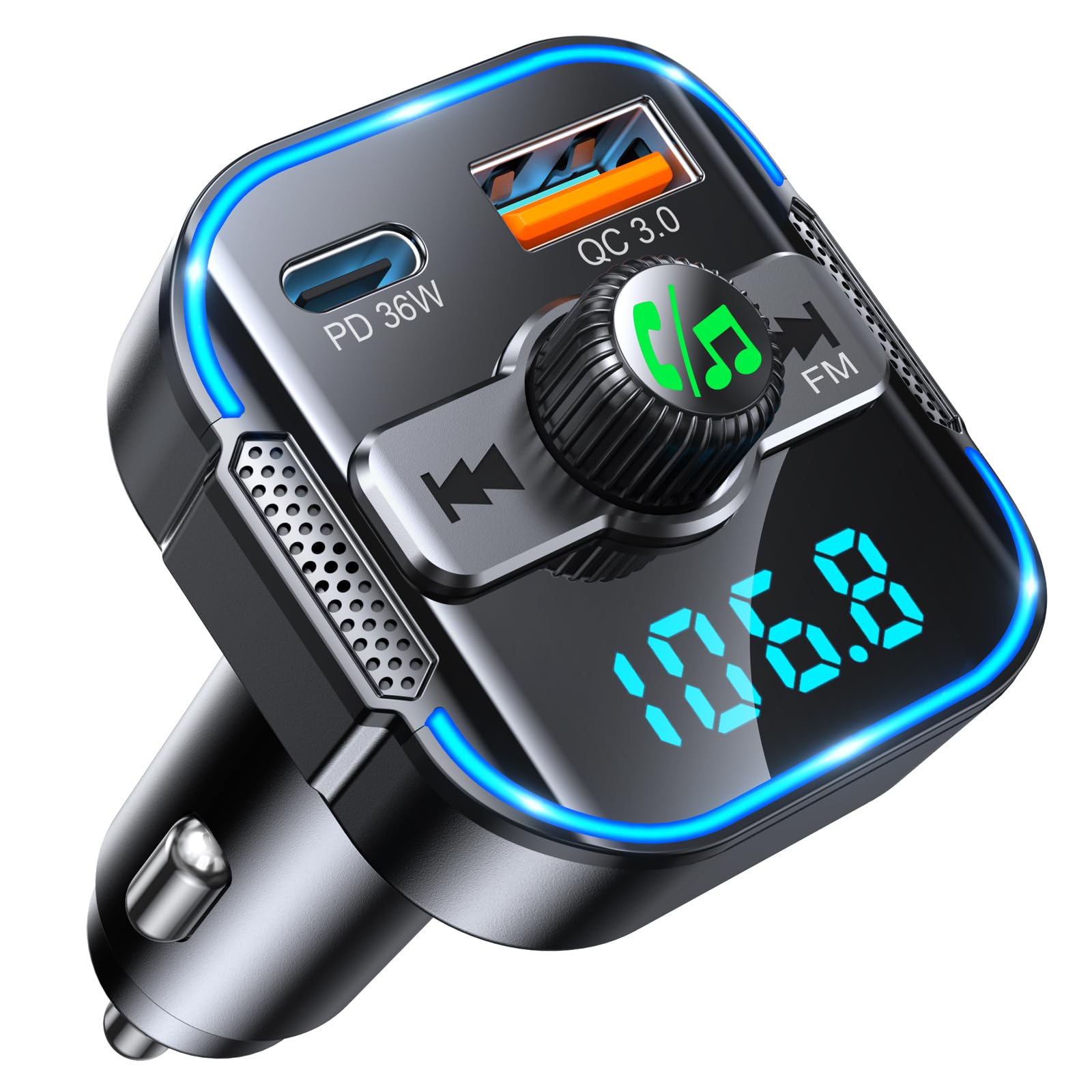 Glangeh 2026 Upgraded Bluetooth 5.3 Car Adapter【PD 36W+QC3.0 18W】 | 2-in-1 Bluet