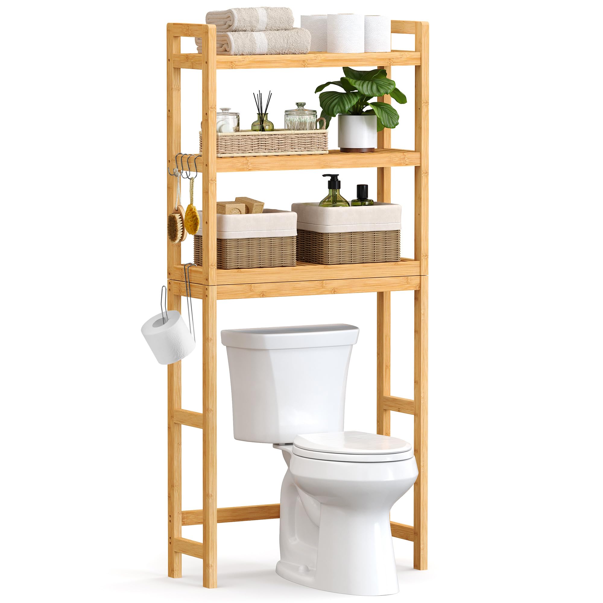 SONGMICS Over The Toilet Storage, 3-Tier Over Toilet Bathroom Organizer with Adj