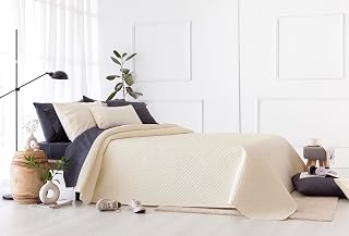 Todocama Fine Boutique Quilted Bedspread for Spring, Summer, Autumn and Winter 100% Microfibre Extra Soft 120/135-230 x 260 cm Beige