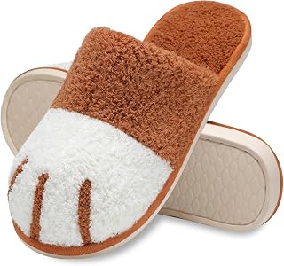 MAXTOP Cute Animal Slippers for Women, Soft Plush Cat Paw Slippers with Comfortable Memory Foam Slippers, Indoor Outdoor Slippers, Creative Gifts