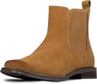J's.o.l.e Western Cowboy Boots for Men Square Toe Stylish Ankle Chelsea Boots