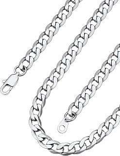 ChainsPro Gold Cuban Link Chain/Silver Men’s Chain/Black Necklace