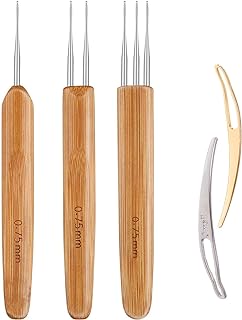 AUGSUN Dreadlock Crochet Hook Tool 0.75mm Hair Crochet Needle for Locs | Braid Hair Crochet Needle, 3 Dreadlocks Needle, 2 Locking Tool, Dreadlock Locs Weaving Hair Extension Craft DIY