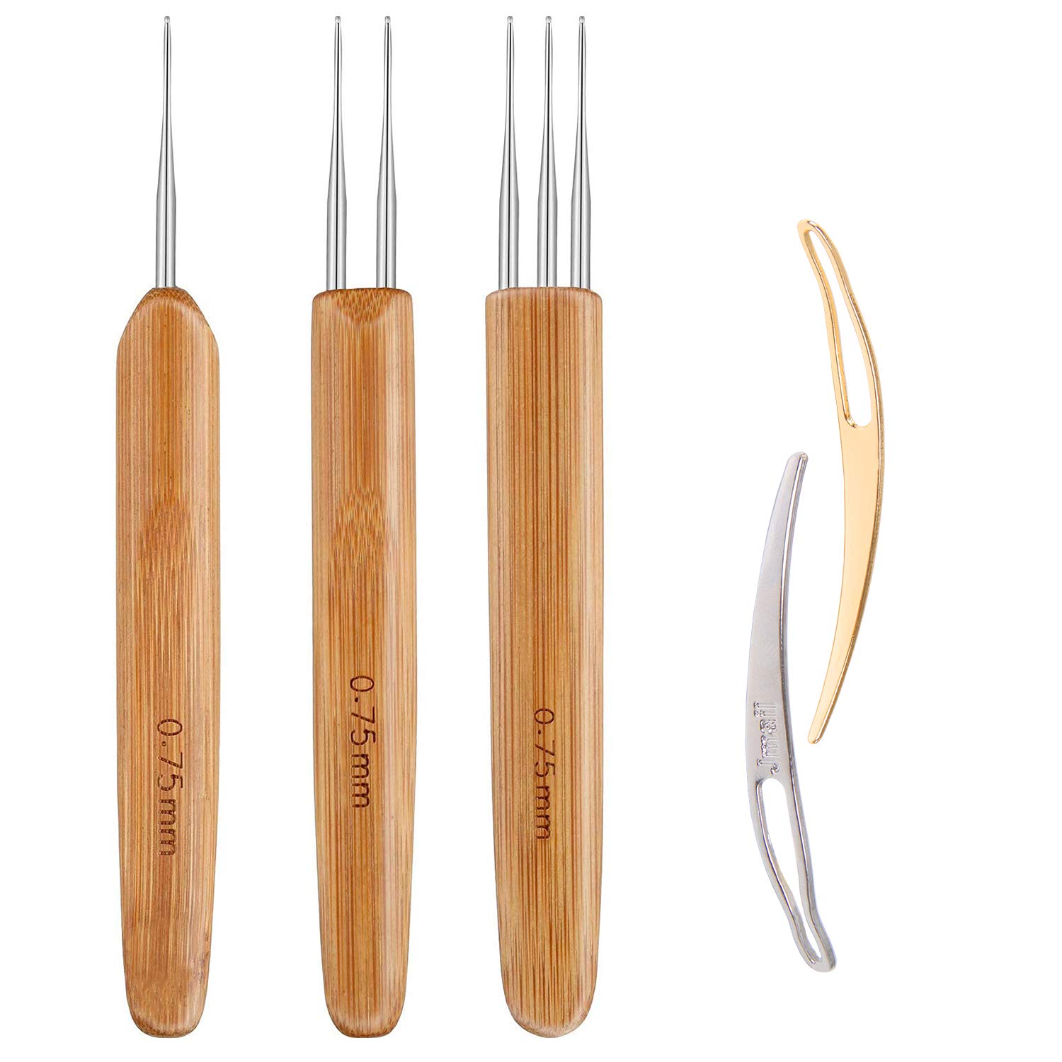 AUGSUN Dreadlock Crochet Hook Tool 0.75mm Hair Crochet Needle for Locs | Braid H