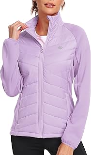 MoFiz Women Lightweight Insulated Hiking Jacket Fleece Lined Running Jacket
