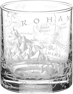 Map of Rohan & Gondor Laser Engraved 10.5oz Whiskey Glass, Officially Licensed The Lord of the Rings Glassware, Unique Barware Gift for Tolkien Fans