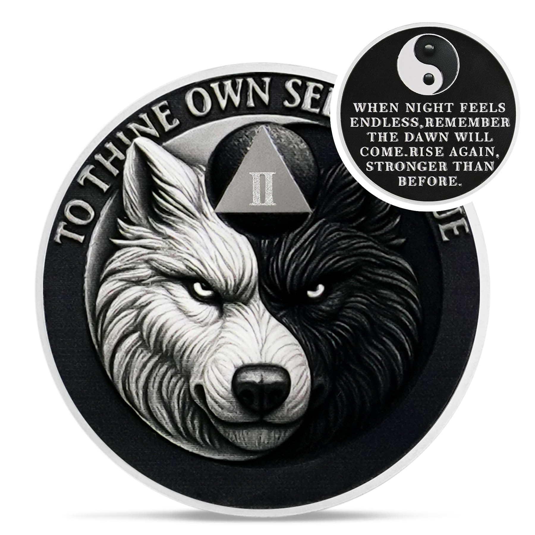 Yin Yang Balance 2 Year Sobriety Coin - to Thine Own Self Be True AA Coins | Wol