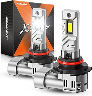 SEALIGHT 9005 Bulbs, 50,000LM 8X Brightness 9005 Fog Lights, 6500K Cool White Bulbs with 15000RPM Fan, Plug and Play, IP68 Waterproof, Pack of 2