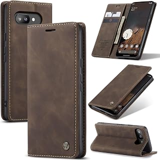 Cover for Google Pixel 9a Case, Premium Leather Wallet Cover with Magnetic Card Holder Stand Protection Flip Case Cover for Pixel 9a, Coffee