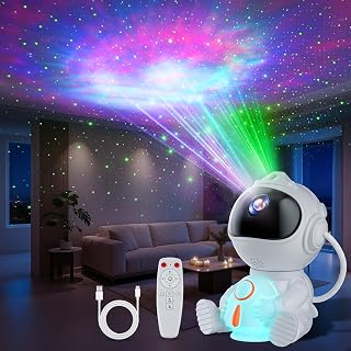 Swoieltr Astronaut Projector, LED Projector Sky Star Night Light | 8 Nebula Modes & 5 Brightness and Speed Modes, 2 Stars, Galaxy Rocket Projector for Adults and Children