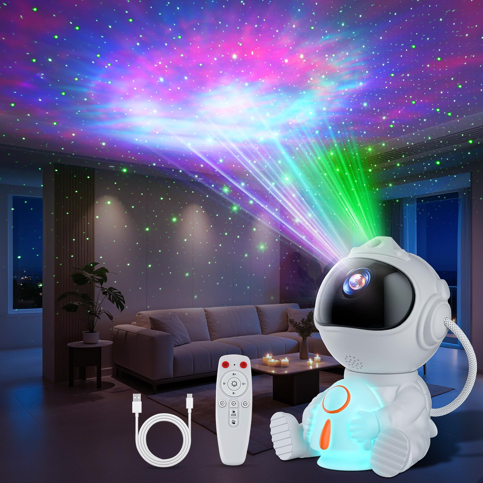 Swoieltr Astronaut Projector, LED Projector Sky Star Night Light | 8 Nebula Mode