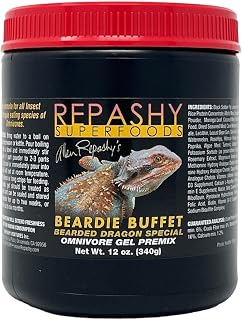 Repashy Beardie Buffet 12oz Jar Diet for All Insect and Veggie-Eating Species of Omnivorous Reptiles, Such as Bearded Dragons