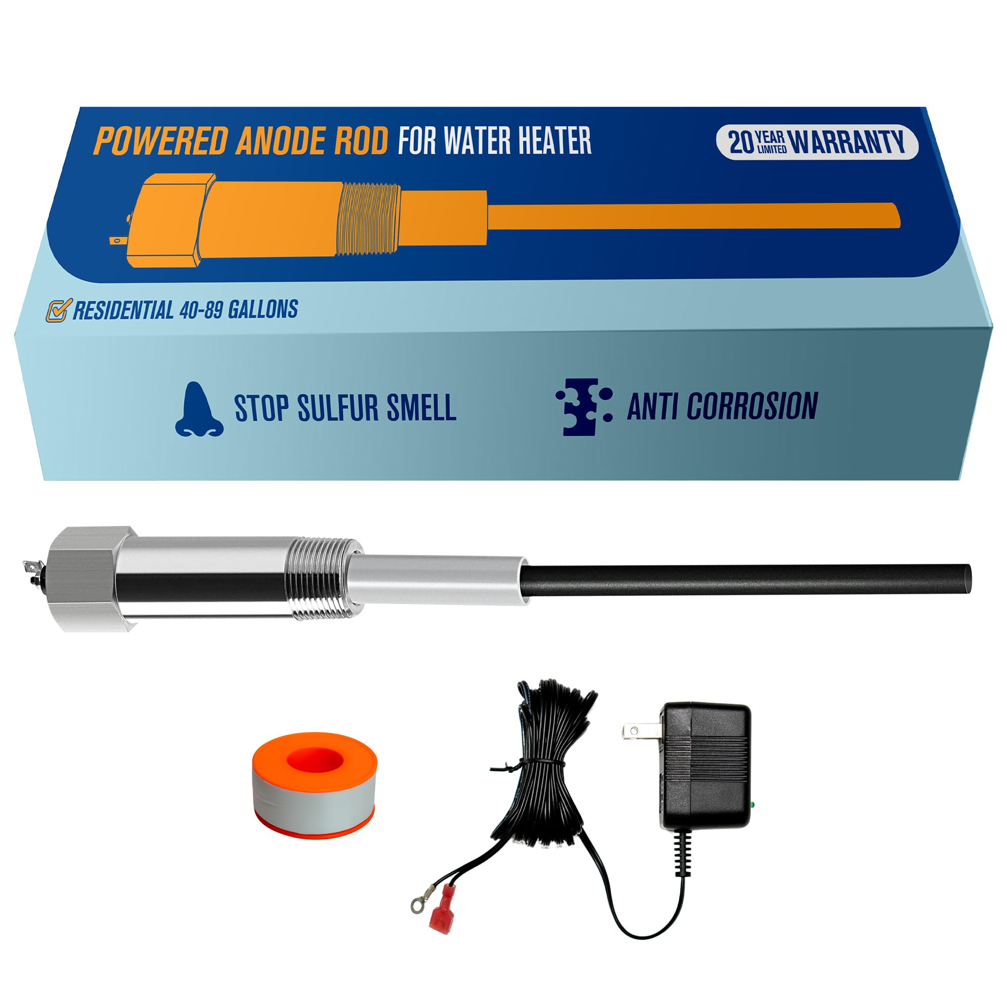 HertzEagle Powered Anode Rod for Water Heater, Electric Anode Rod for Water Heat