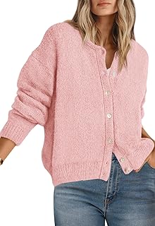 PRETTYGARDEN Long Sleeve Crewneck Button Down Womens Sweaters Fall Clothes