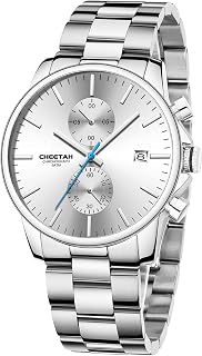 Herrenuhren mit lässiger wasserdichter Chronographen Quarzuhr aus Edelstahl und Metall, Auto Date in farbenfrohen Zeigern
