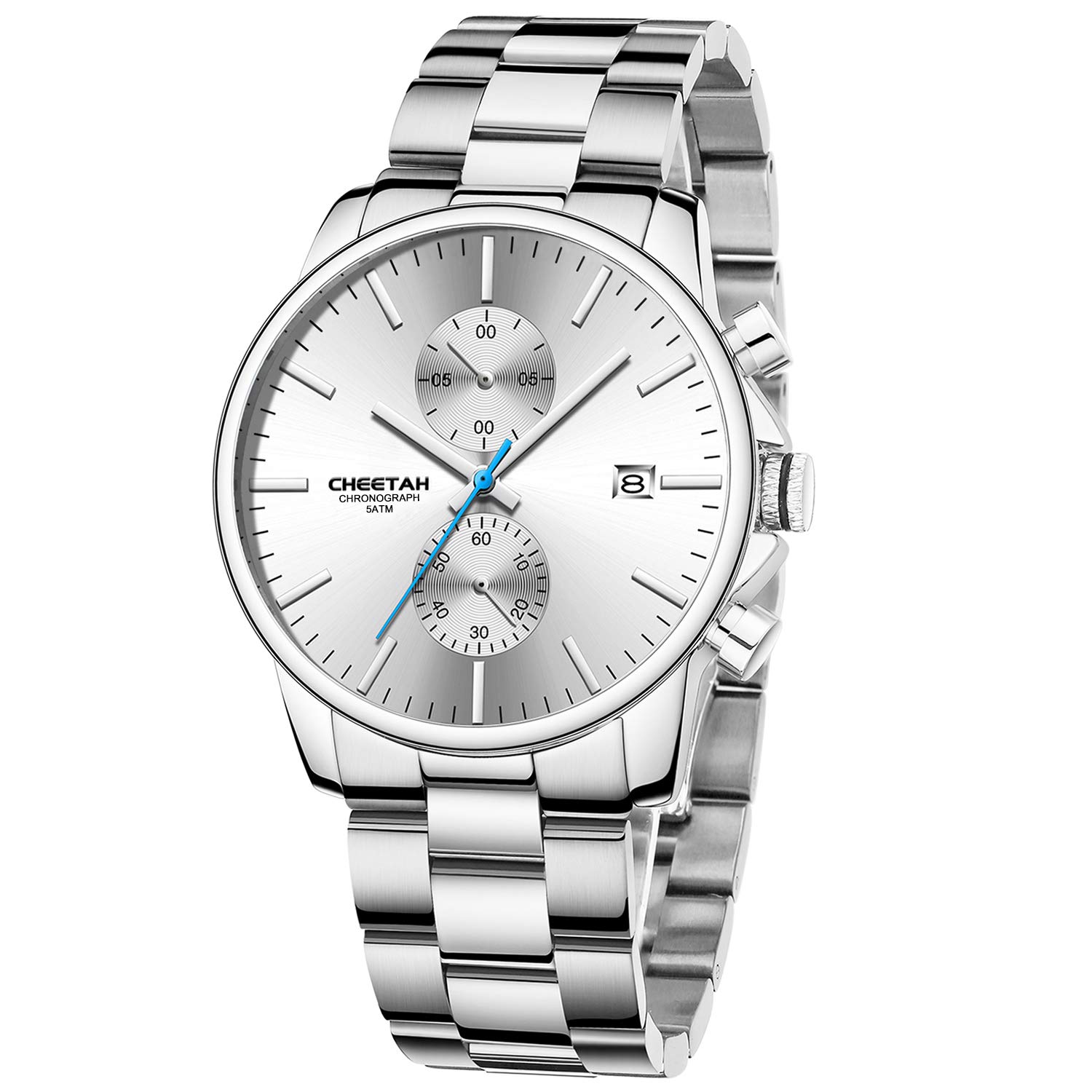 Herrenuhren mit lässiger wasserdichter Chronographen Quarzuhr aus Edelstahl und 
