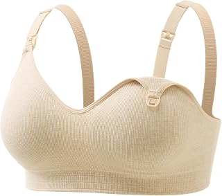 momcozy FB063 Soft U.S. Cotton Nursing & Maternity Bras for Breastfeeding | Seamless Breastfeeding Bra, Fixed Padding, Wireless Pregnancy