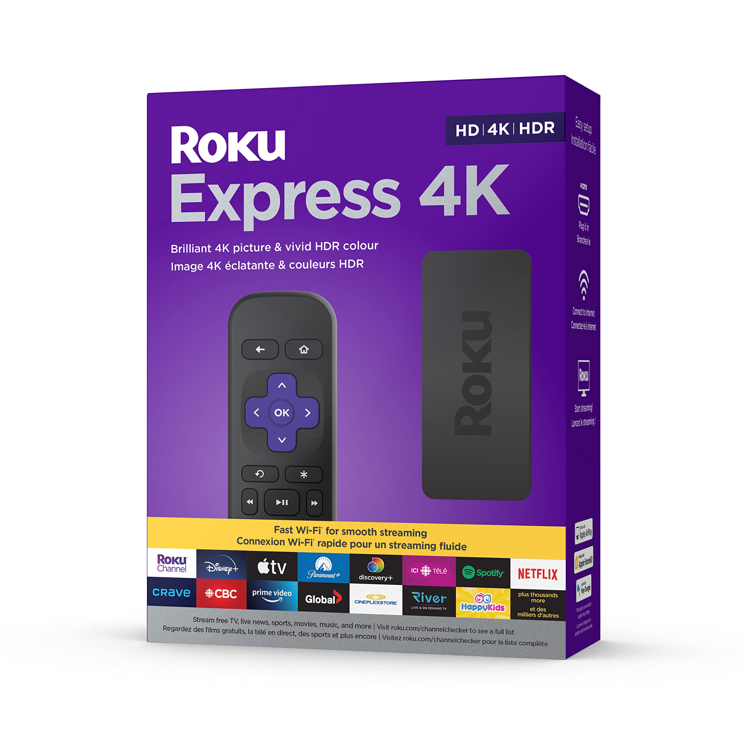 Roku Express 4K 2022 | Streaming Media Player HD/4K/HDR with Smooth Wireless Str