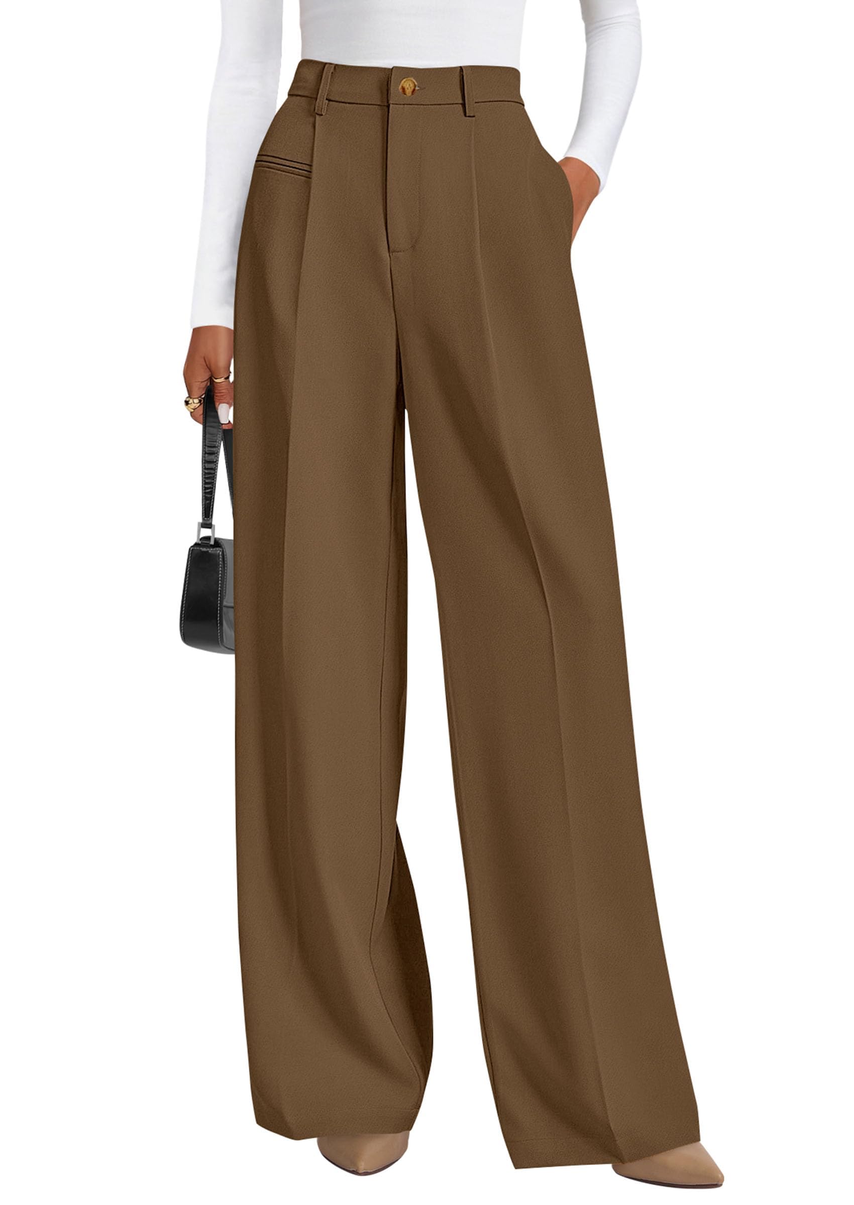 PRETTYGARDEN 2025 Women's Wide Leg Trousers Business Casual Flowy Palazzo Trouse