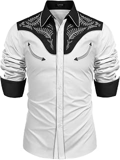 COOFANDY Western Men's Button Down Shirt