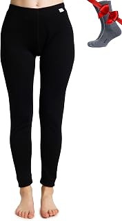 100% Merino Wool Base Layer Womens Leggings, Thermal Underwear + Wool Socks