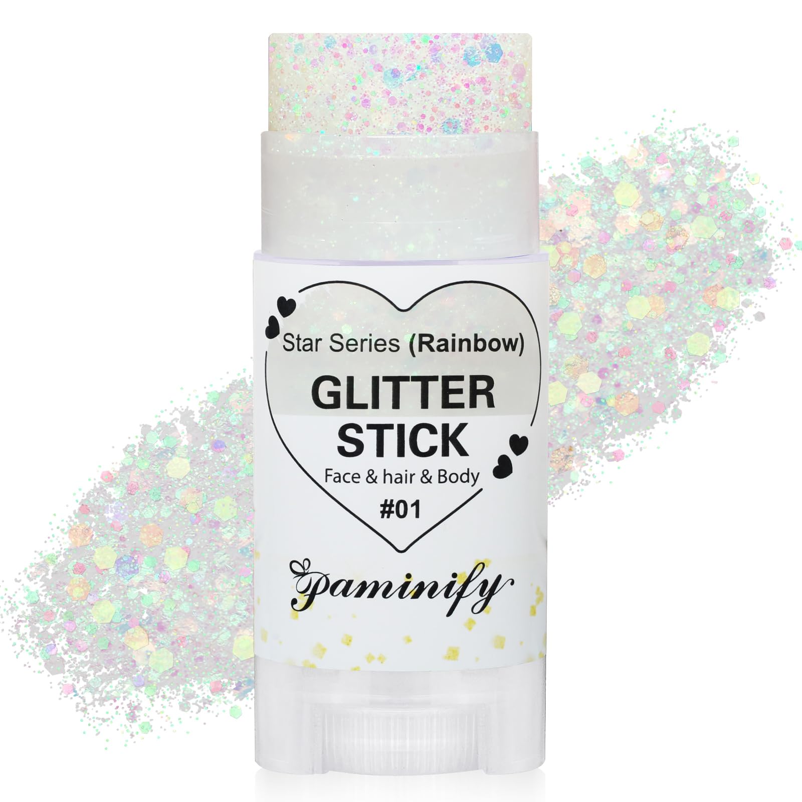 Paminify Rainbow White Hair Glitter Stick for Kids,Halloween Mermaid Costume Bod