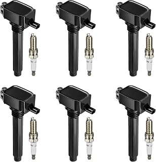 BDFHYK Ignition Coil UF648 and Spark Plug 97390 for Jeep Wrangler 12-17 | for Grand Cherokee 11-15 Dodge Charger Grand Caravan for Chrysler 200 300 Ram 1500 V6 3.2L 3.6L Dodge Oem Coil Pack Set of 6