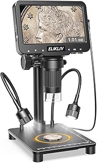 Elikliv Coin Microscope with Weighing Scale, Digital Magnifier 8+2 Lights | 4.3" Screen, 0.1s Fast Reading, Camera & Video, USB PC View, Jewelry Magnifying Glass, Coin Collection Supply For Error Coins