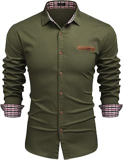 COOFANDY Men's Long Sleeve Denim Shirt Vintage Denim Shirt