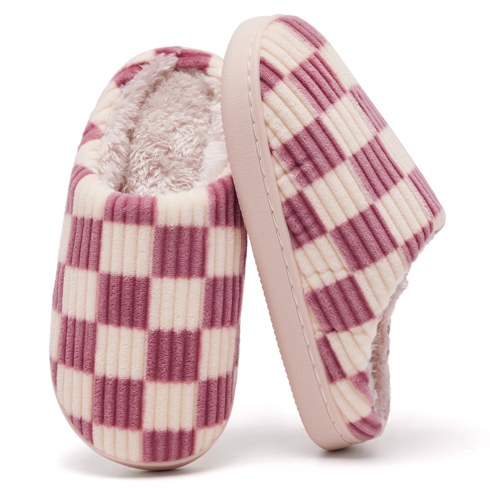 Guyarns Kids Slippers for Boys Girls Plush Lined Memory Foam Checkered Slippers 