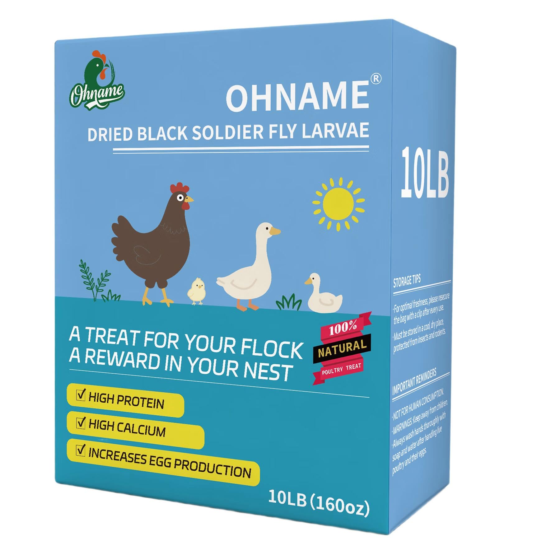 OHNAME 10LB Dried Black Soldier Fly Larvae for Chickens | Factory Direct-No Midd