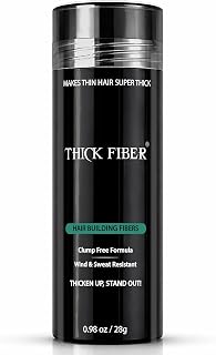 THICK FIBER Hair Fibers for Thinning Hair & Bald spots - Conceals Hair Loss in Seconds - Hair Powder for Women & Men (Black, 28 g (Pack of 1))