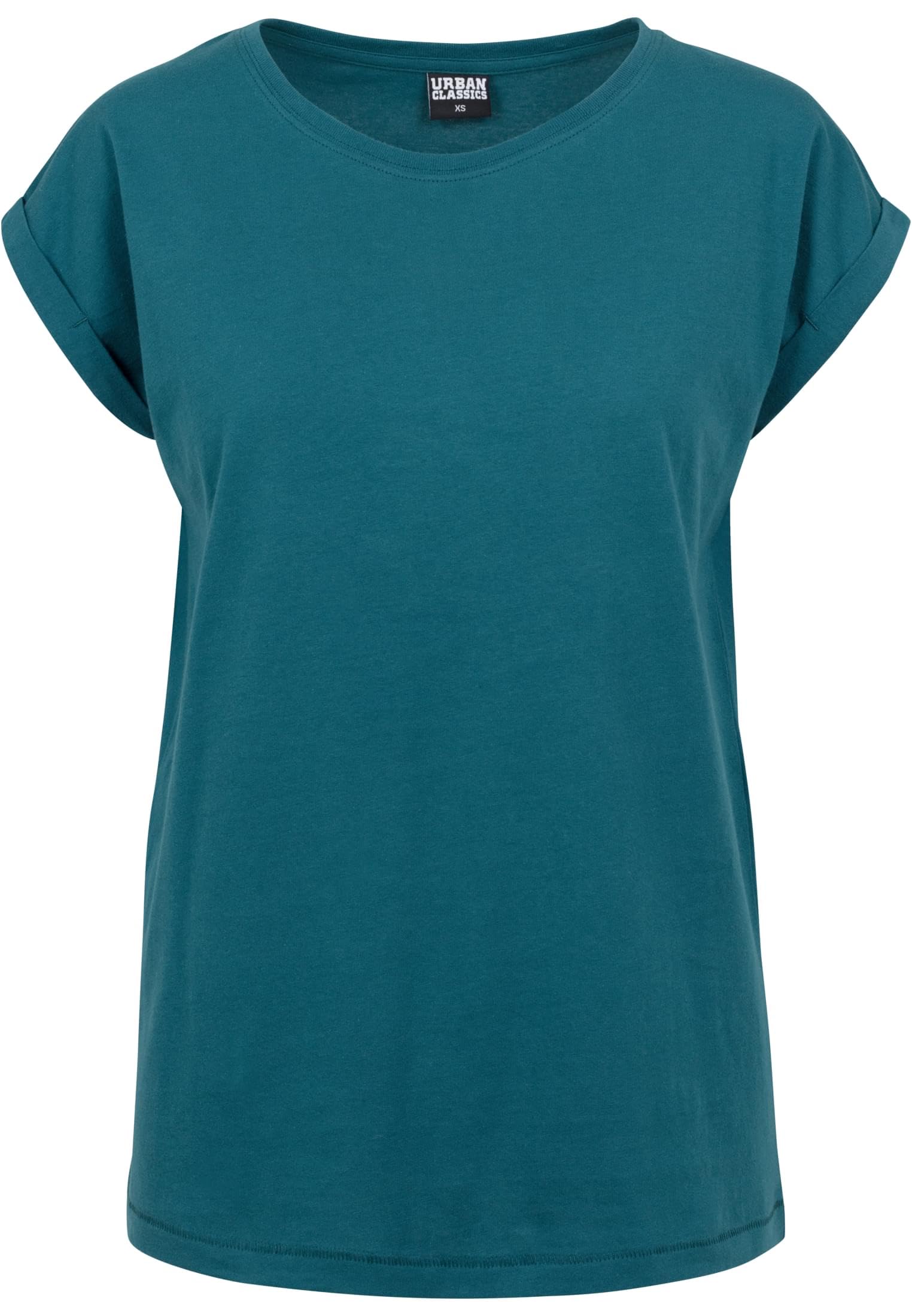 URBAN CLASSICS Women's Rolled Sleeve T-Shirt, Women's Short Sleeve Cotton T-Shir