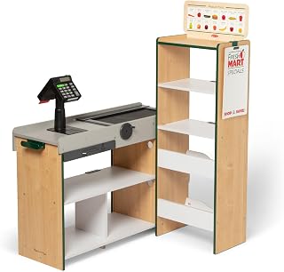 Melissa & Doug Fresh Mart Grocery Wooden Play Store | Wooden Grocery Store, Conveyor Belt, Scanner, Card Swiper, Montessori Inspired Pretend Play, Preschool Toys for Kids, Ages 3+