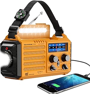 Eoxsmile Emergency Radio with NOAA Weather Alert, Solar Hand Crank Portable | AM/FM Shortwave, 5000mAh Rechargeable Battery Powered, USB Charger, Flashlight, SOS Alarm for Home Outdoor Survival Outages