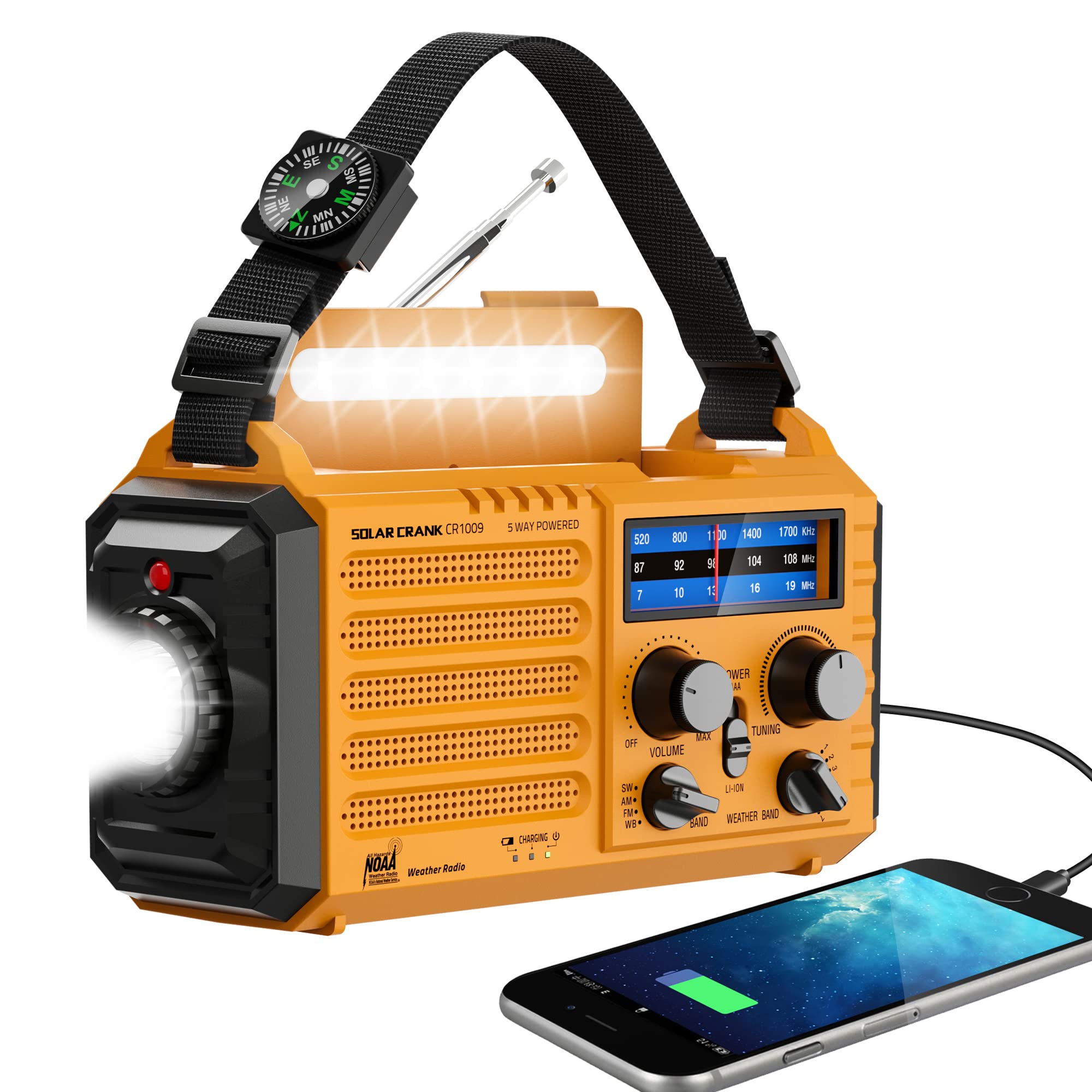 Eoxsmile Emergency Radio with NOAA Weather Alert, Solar Hand Crank Portable | AM