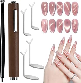 6Pcs Cat Eye Magnet for Nails, 3-in-1 Multi-Shape Magnets and Y-Shaped Clips | for Creating Flower, French & Heart Designs in Cat Eye Gel Polish | for Nail Artists and Beginners